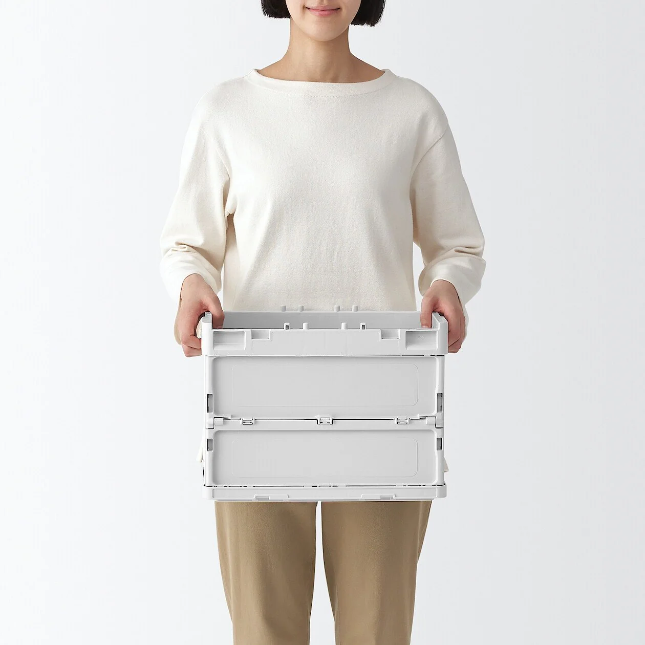 Polypropylene Folding Storage Container with Window - White Grey - 20L - Image 7