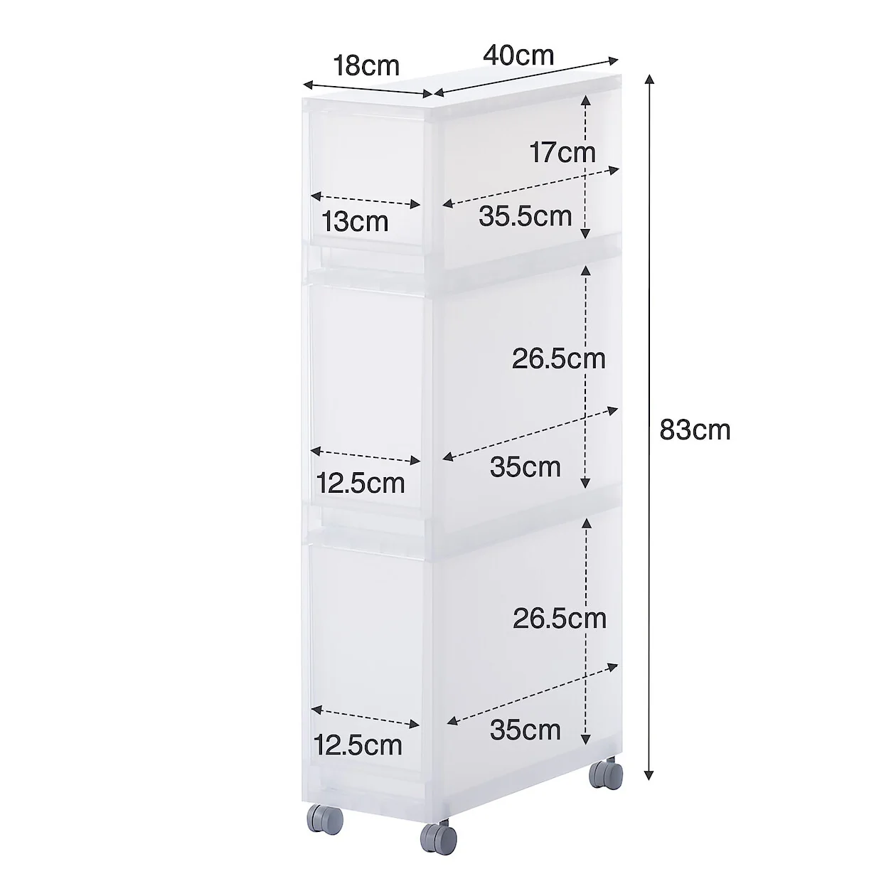 Polypropylene Multisize Shelf with Caster (4 Tier) - Image 5