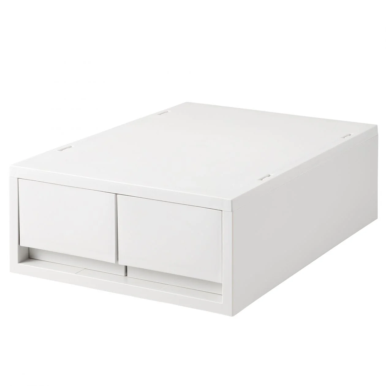 2-Drawer White Grey Polypropylene Storage Case - Shallow - Image 2