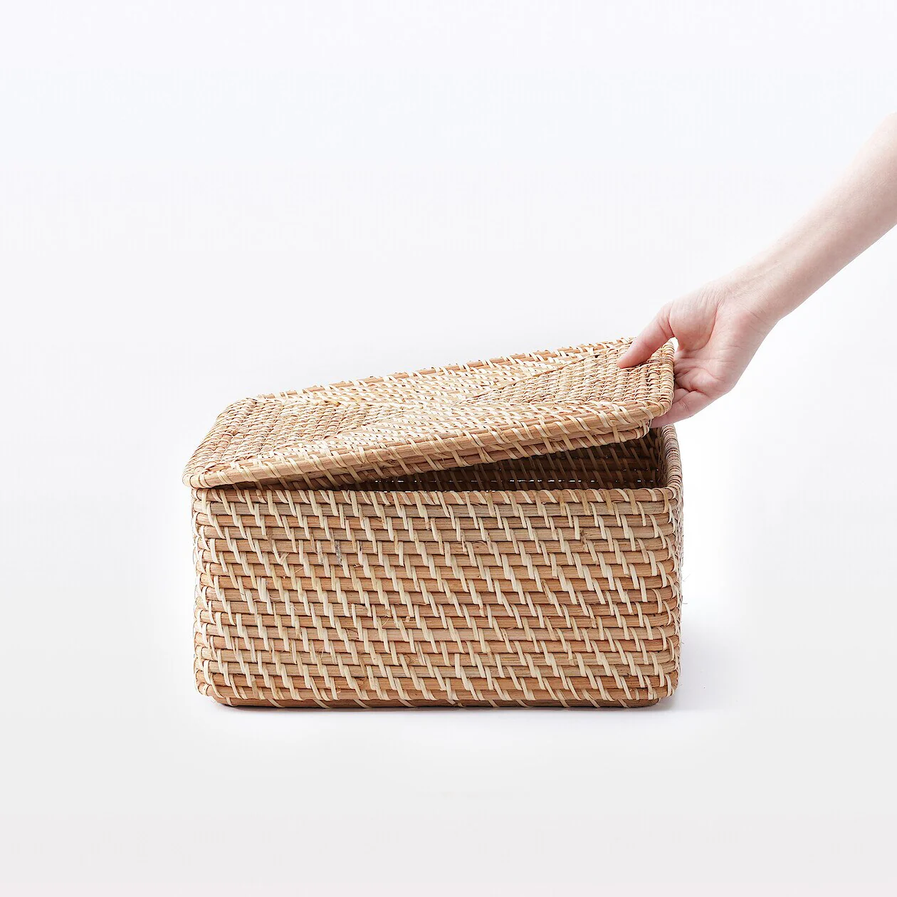 Stackable Rattan Basket Lid - Square - Image 5