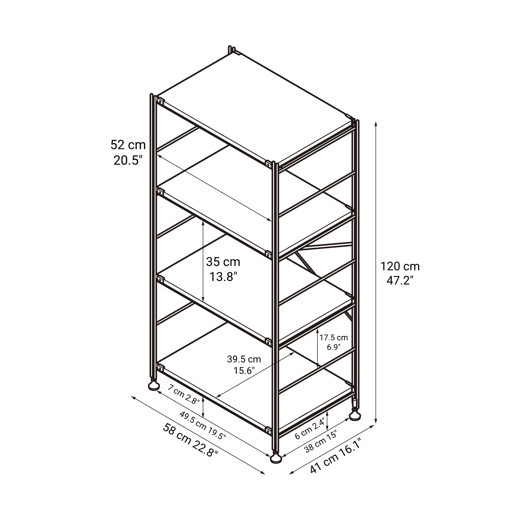 Oak Stainless Steel Unit Shelf Set - Medium - Image 5
