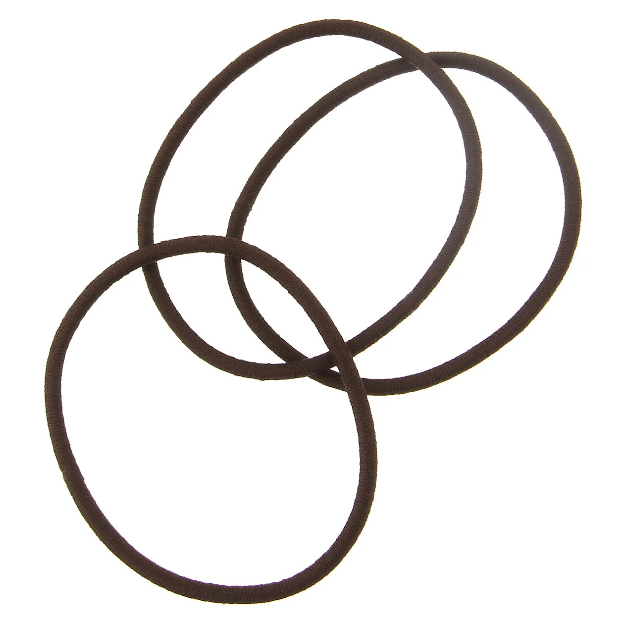 Thin Rubber Hair Bands - Brown (3 Pack) - Image 2