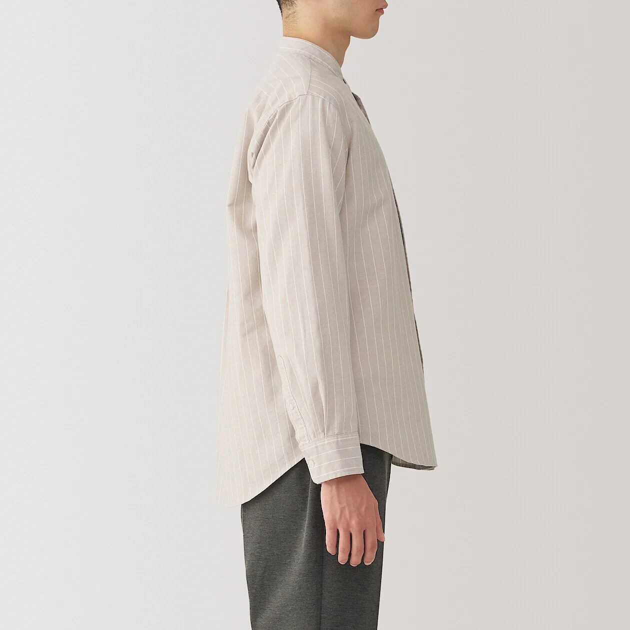 Washed Oxford 100% Cotton Stand Collar Shirt - Image 11