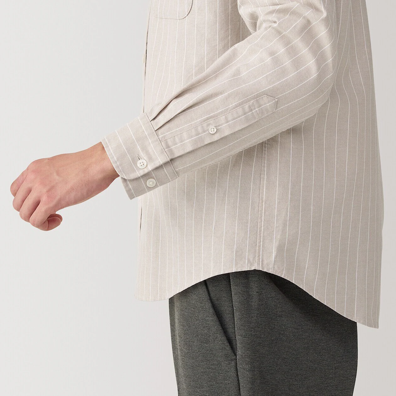 Washed Oxford 100% Cotton Stand Collar Shirt - Image 14