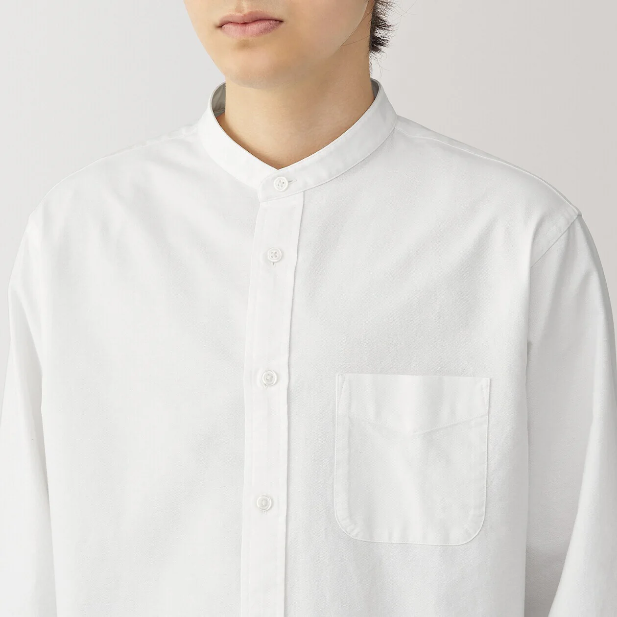 Washed Oxford 100% Cotton Stand Collar Shirt - Image 26