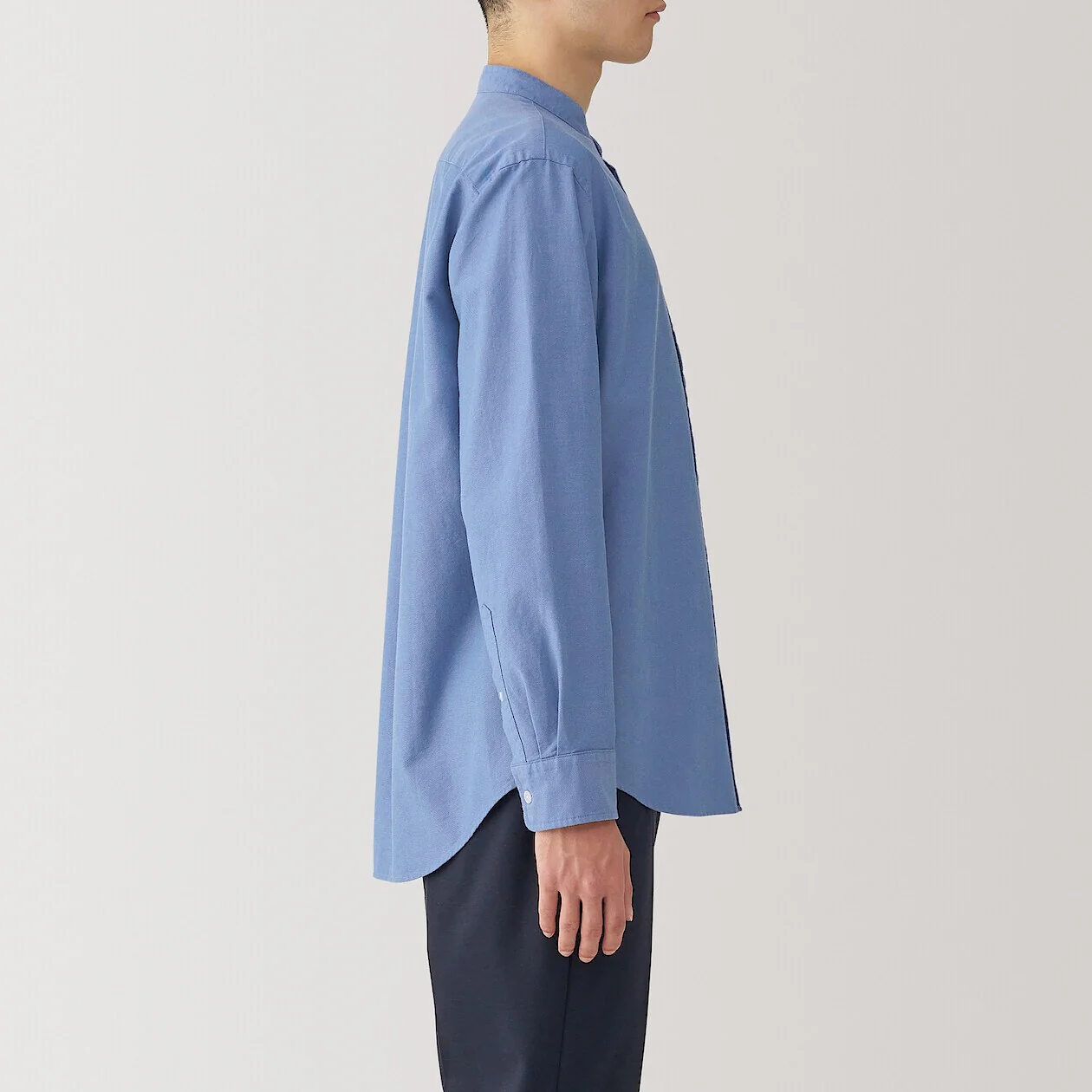Washed Oxford 100% Cotton Stand Collar Shirt - Image 3