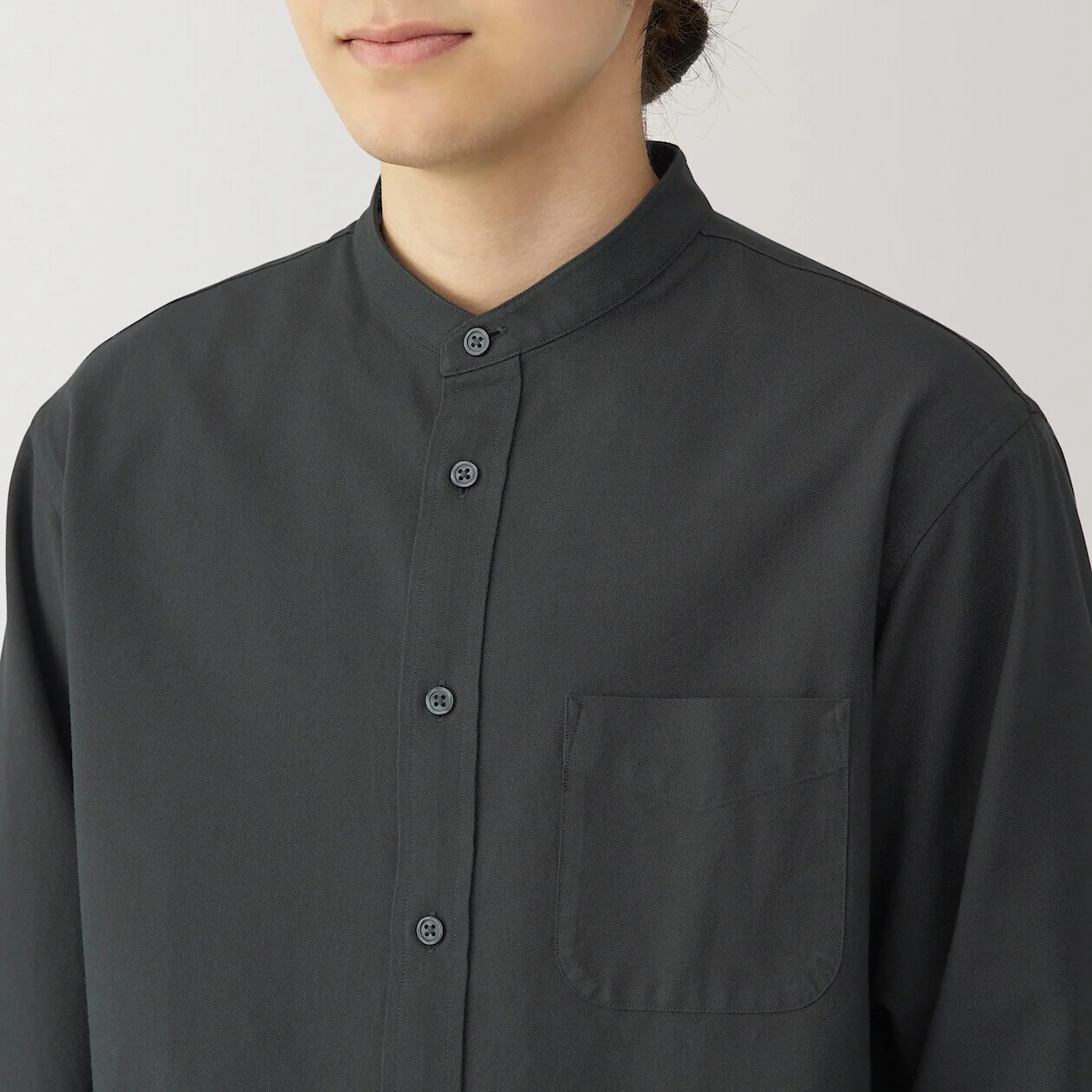 Washed Oxford 100% Cotton Stand Collar Shirt - Image 34