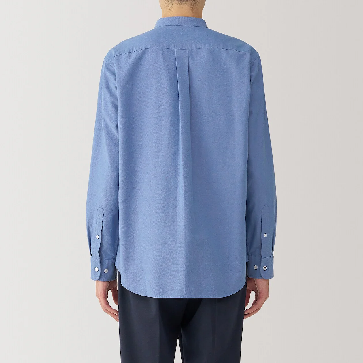 Washed Oxford 100% Cotton Stand Collar Shirt - Image 4
