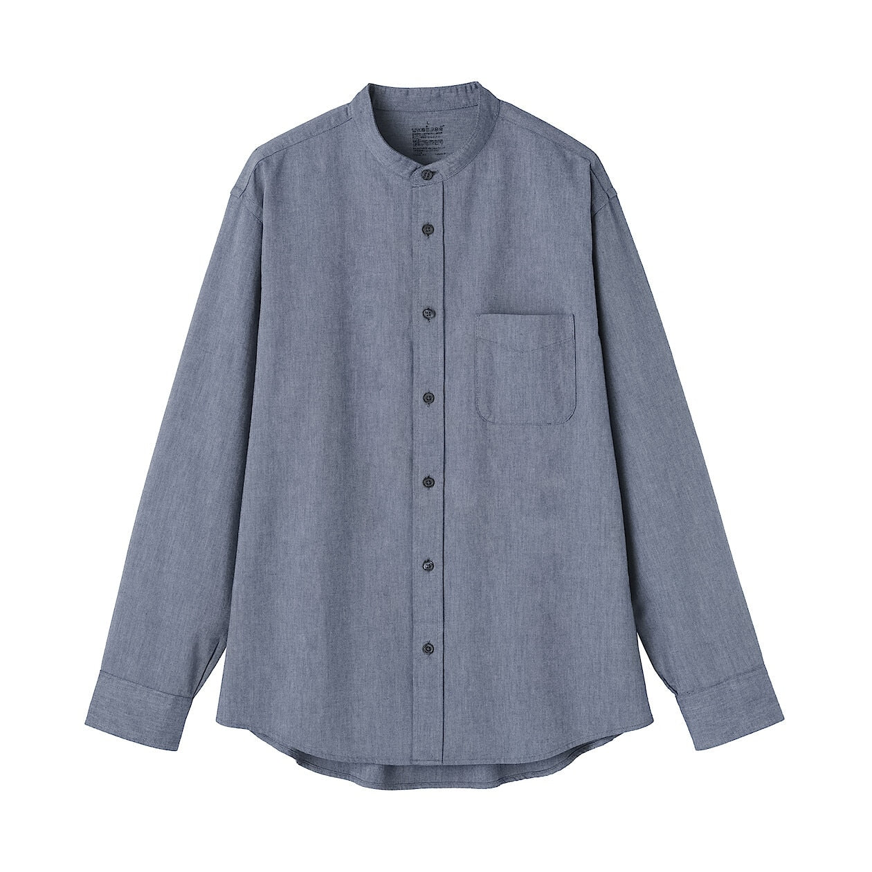 Washed Oxford 100% Cotton Stand Collar Shirt - Image 40