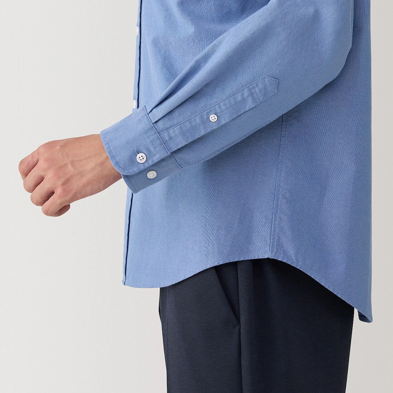 Washed Oxford 100% Cotton Stand Collar Shirt - Image 6