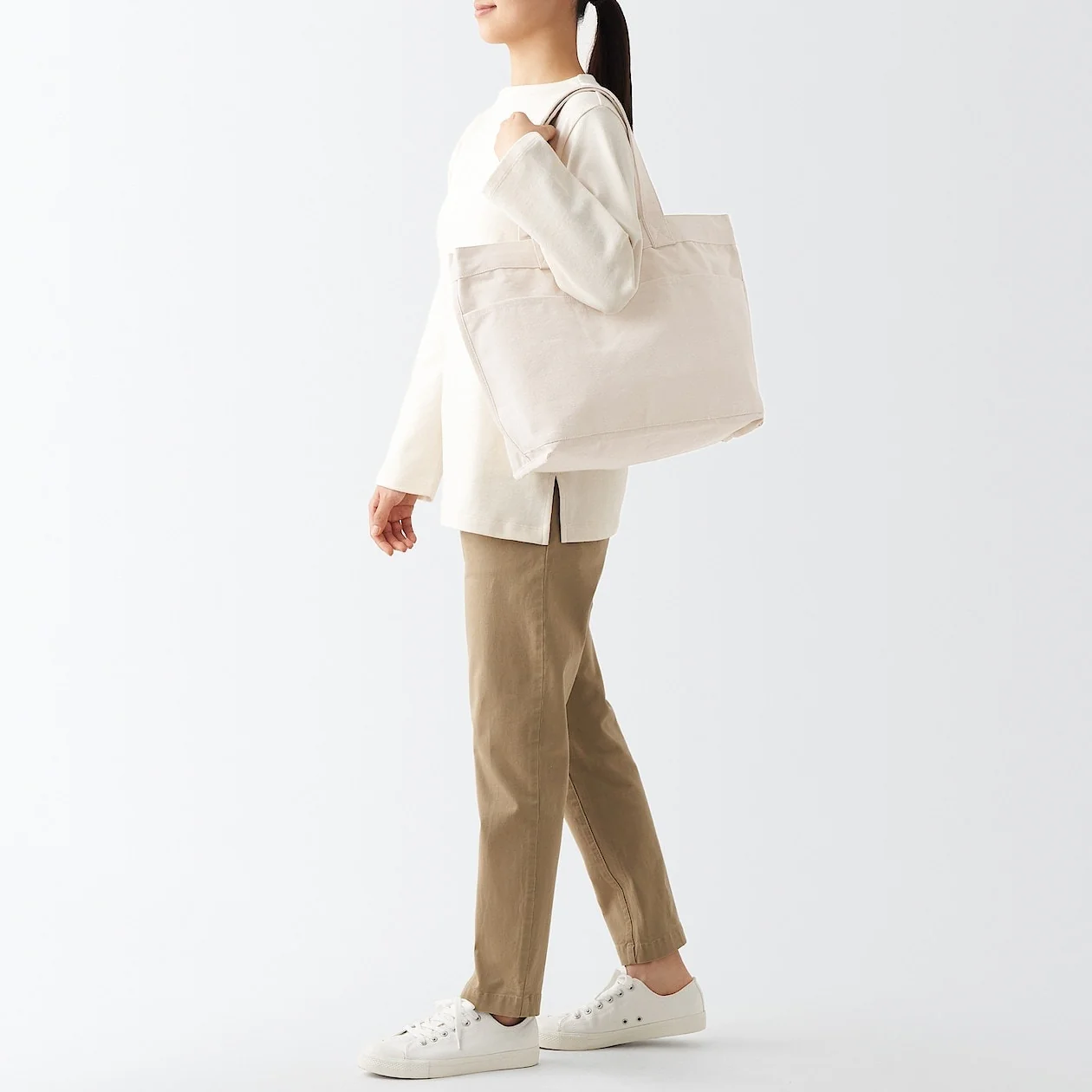 Wide Canvas Tote Bag - Natural - Image 3