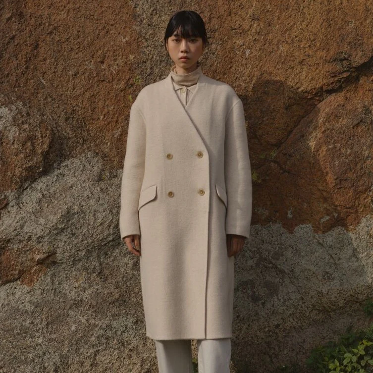 Cashmere Blended Double Breasted Coat - Image 11