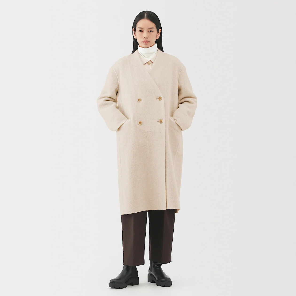 Cashmere Blended Double Breasted Coat - Image 12