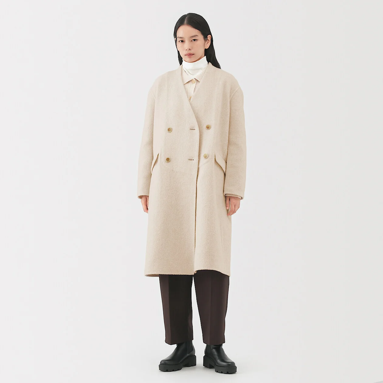Cashmere Blended Double Breasted Coat - Image 14