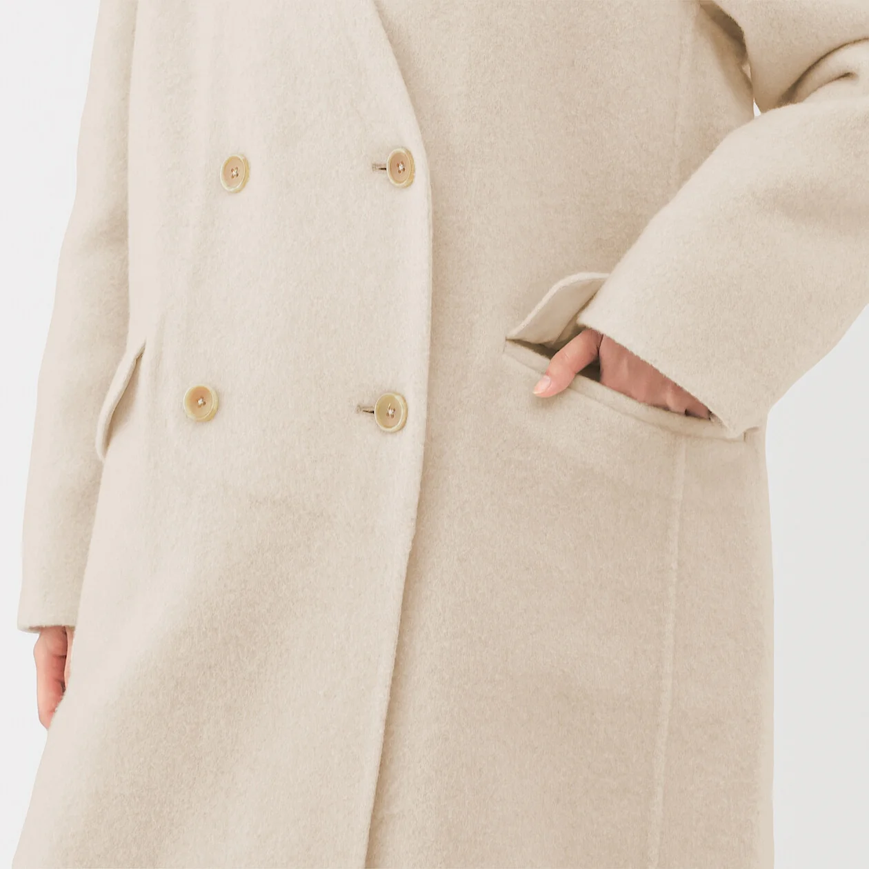 Cashmere Blended Double Breasted Coat - Image 18