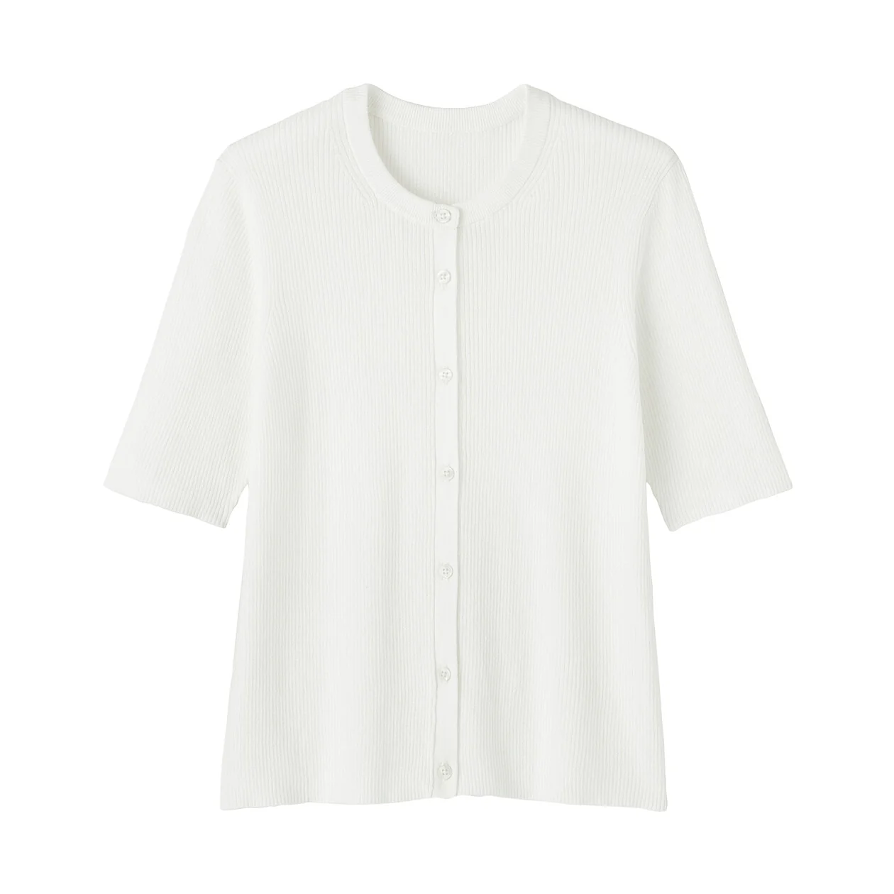 Cotton Knit Short Sleeve Cardigan - Image 7