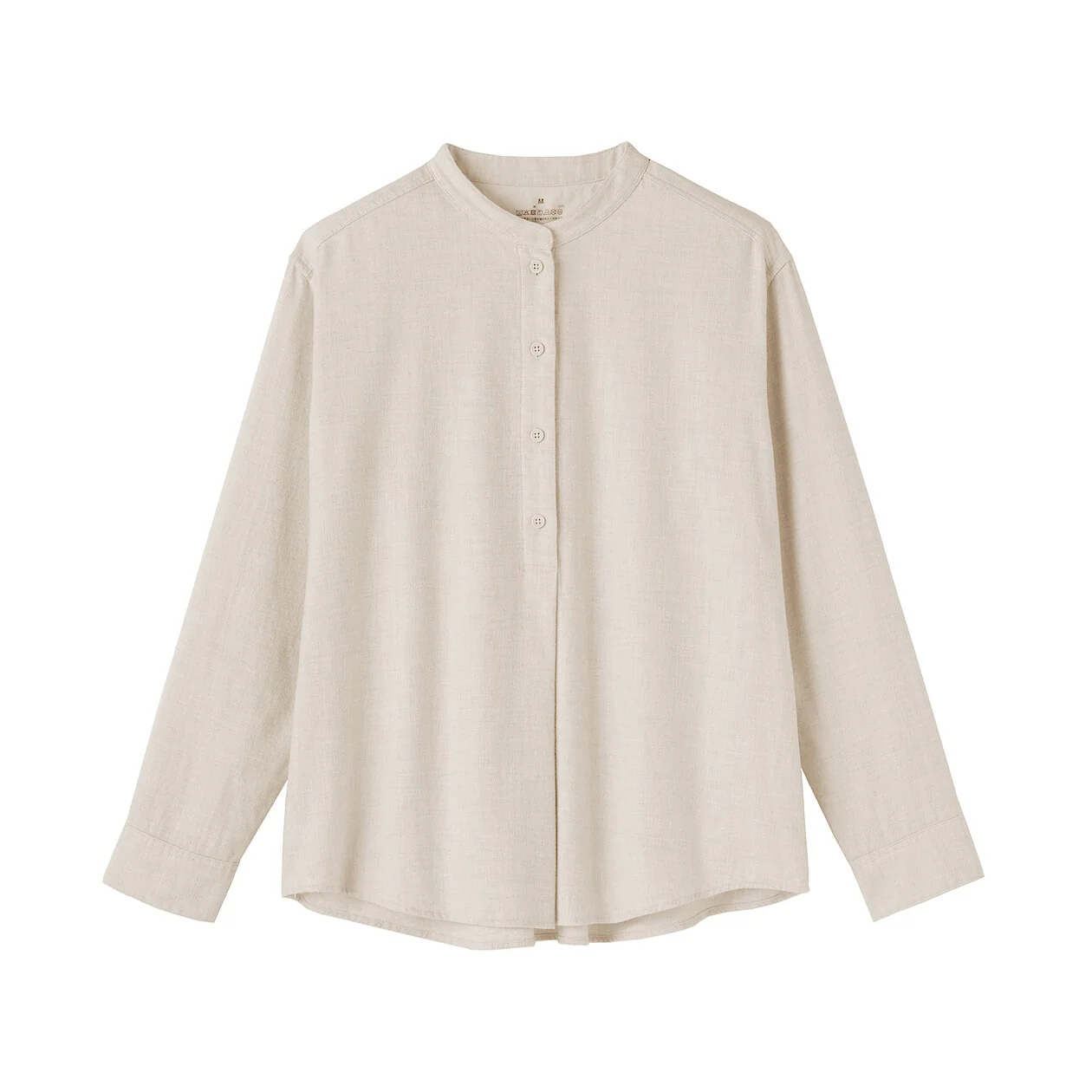 Double Brushed Flannel Stand Collar Long Sleeve Blouse - Image 15