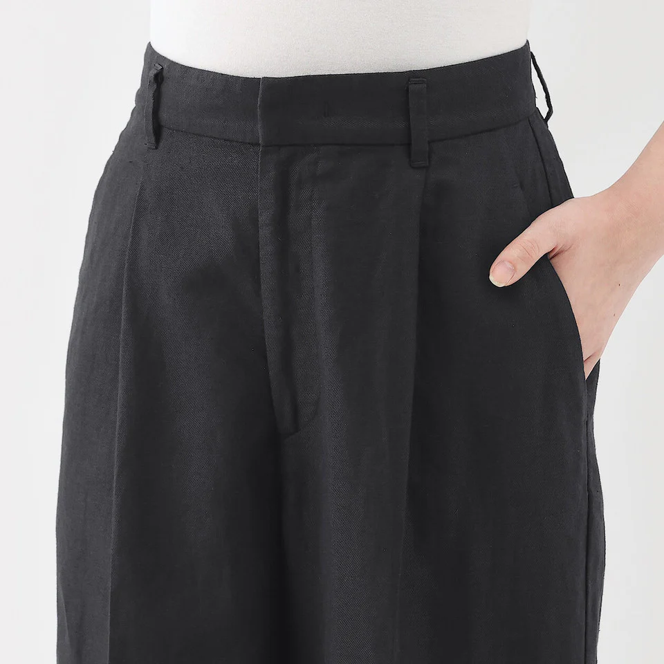 Hemp Blend Twill Darted Wide Pants - Image 5