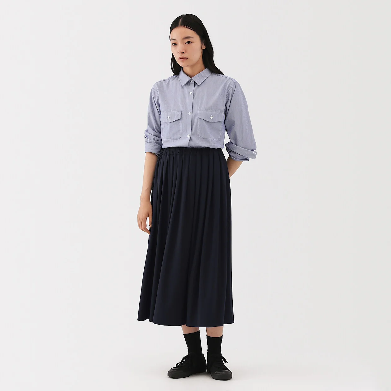 Jersey Pleated Skirt - Image 7