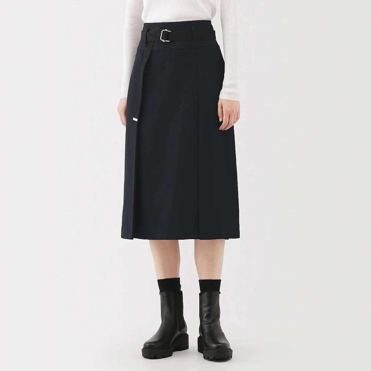 Midi Skirt with Belt Loops