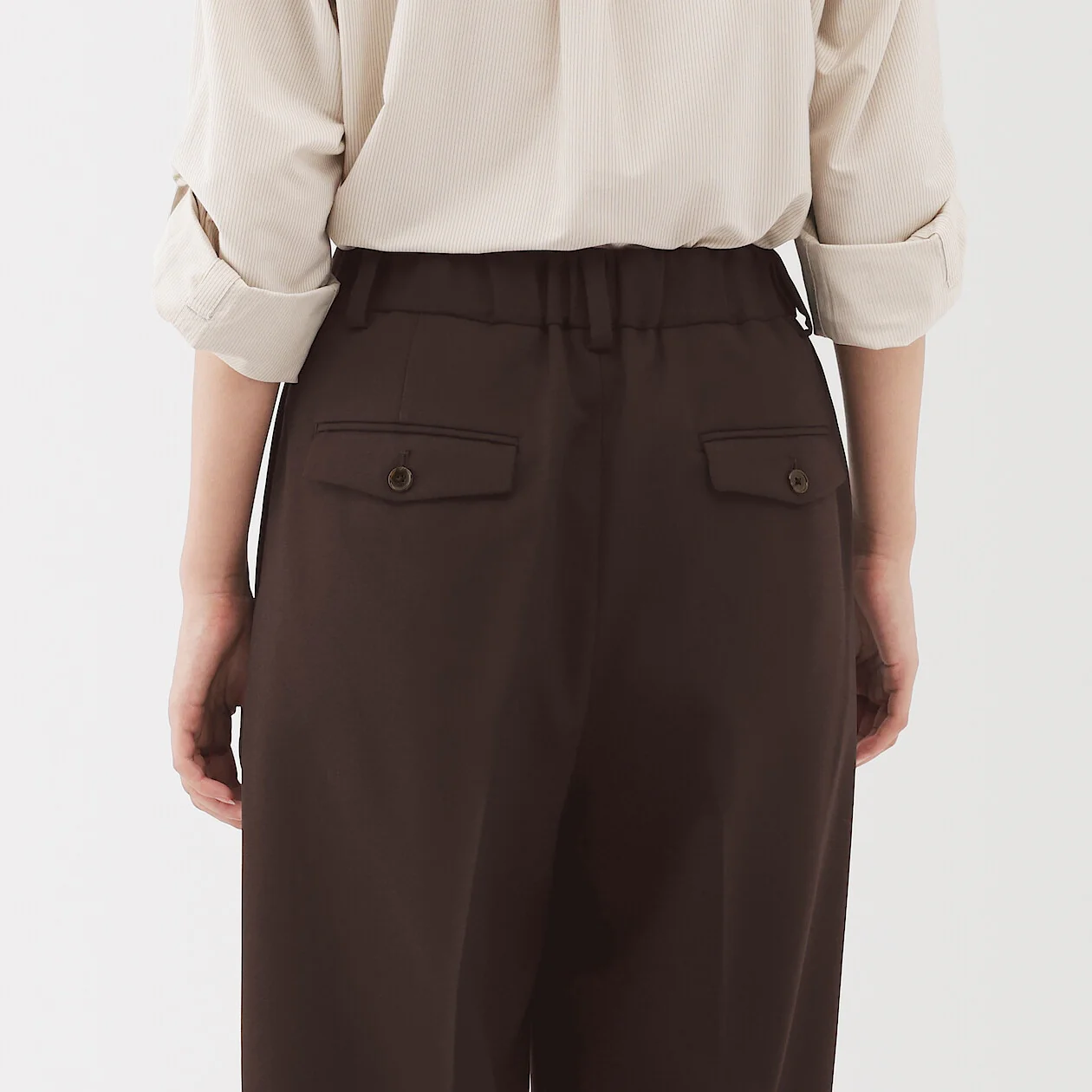 Polyester Twill Tucked Wide Pants - Image 6