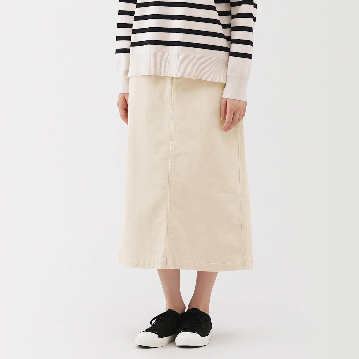 Stretch Corduroy Midi Skirt