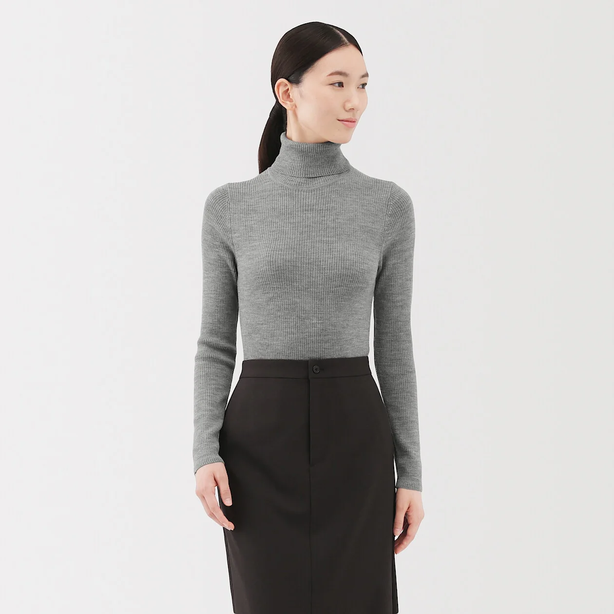 Washable Wool High-Gauge Ribbed Turtleneck Sweater - Image 10