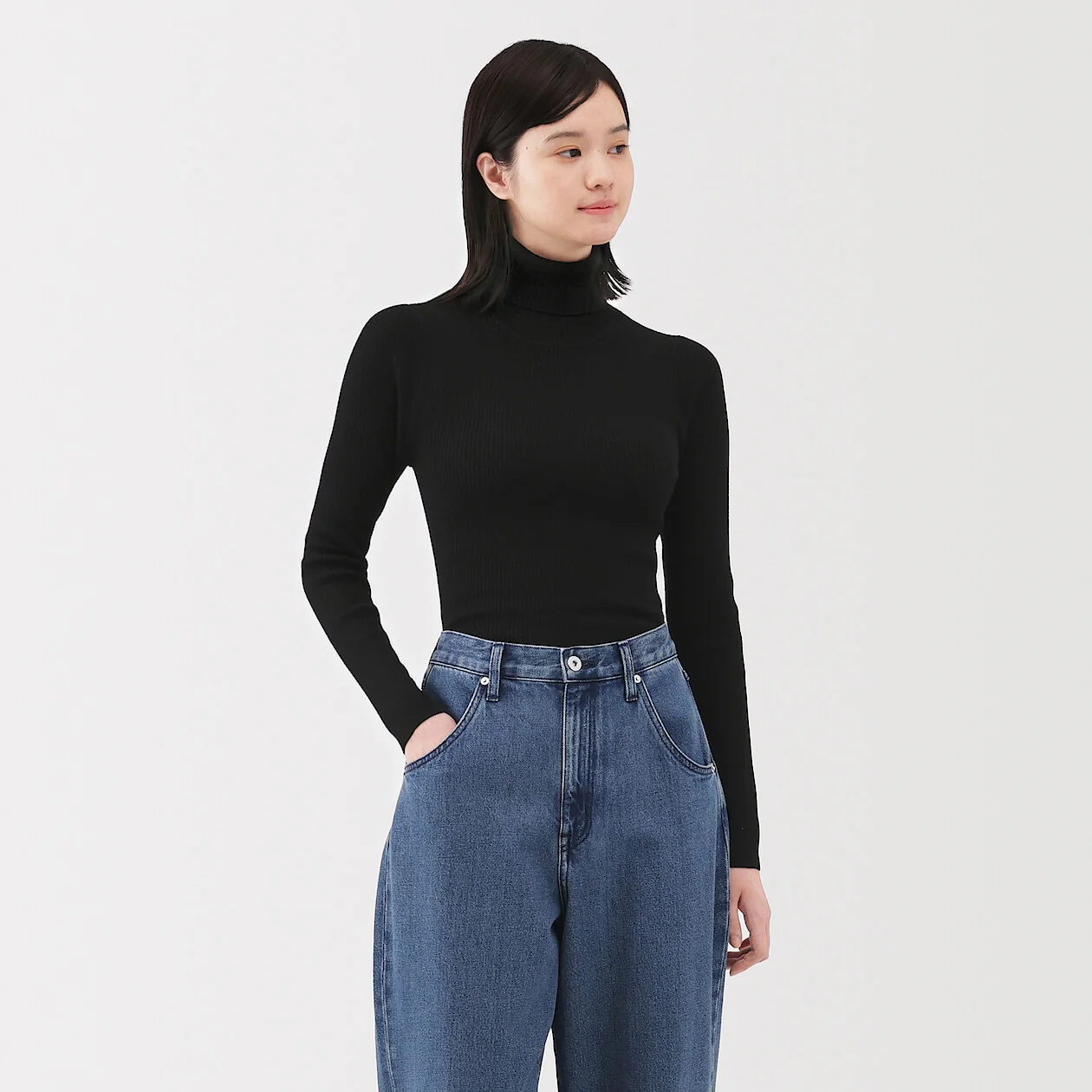 Washable Wool High-Gauge Ribbed Turtleneck Sweater - Image 15