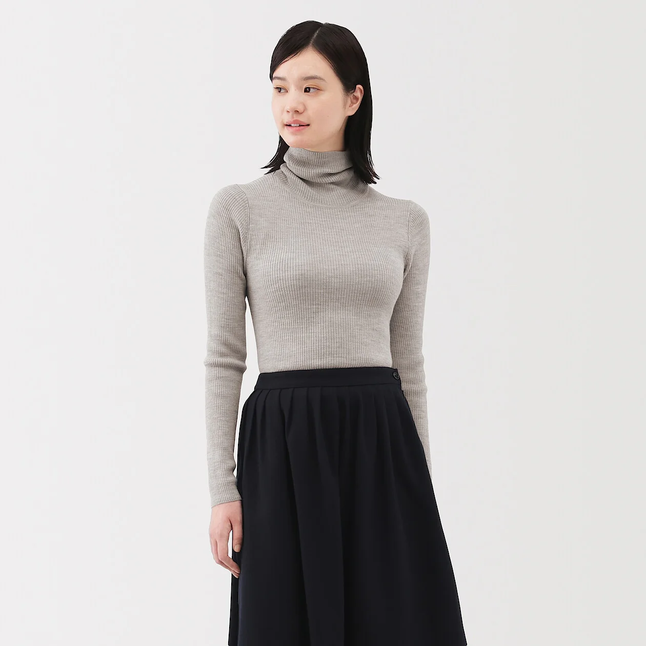 Washable Wool High-Gauge Ribbed Turtleneck Sweater - Image 20
