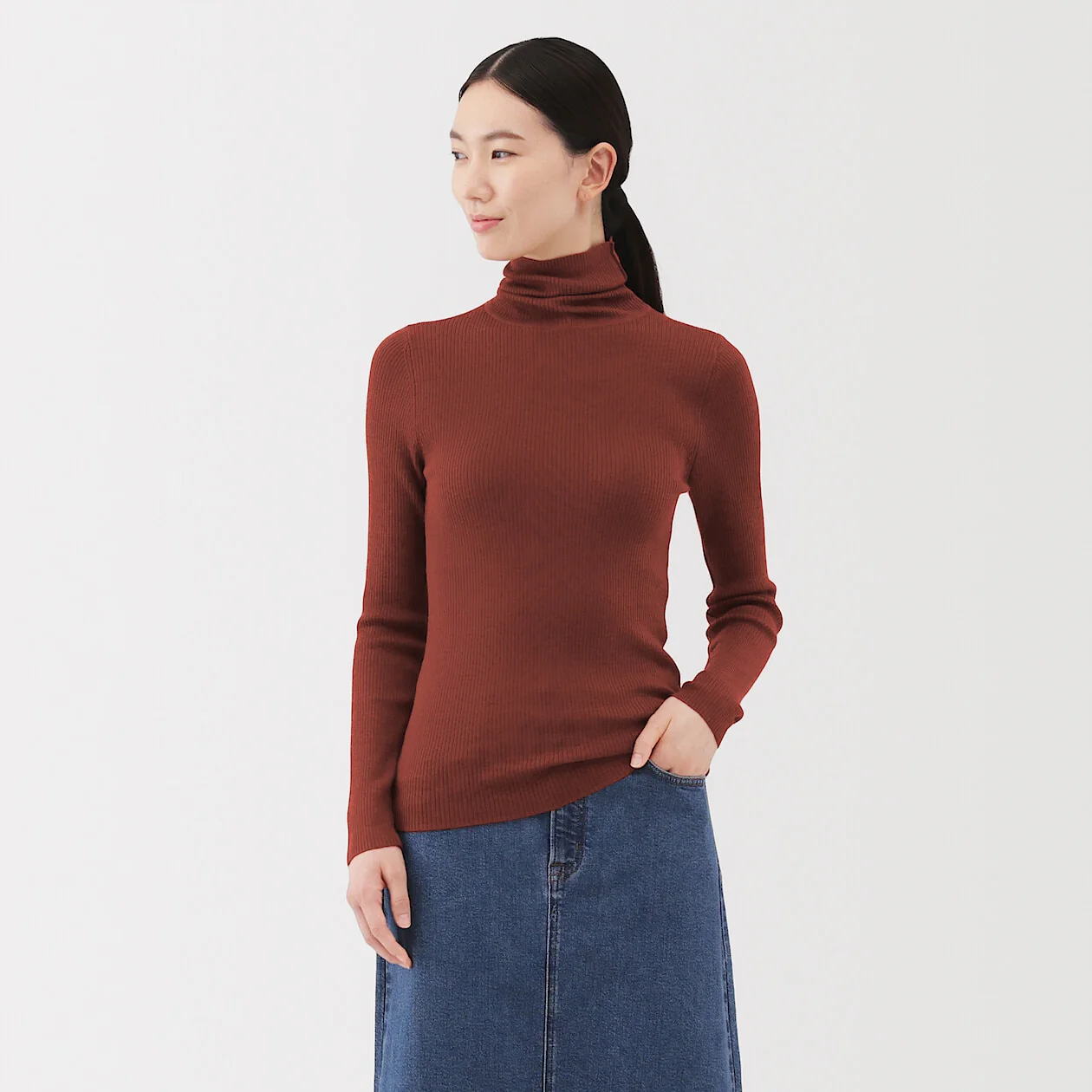Washable Wool High-Gauge Ribbed Turtleneck Sweater - Image 25