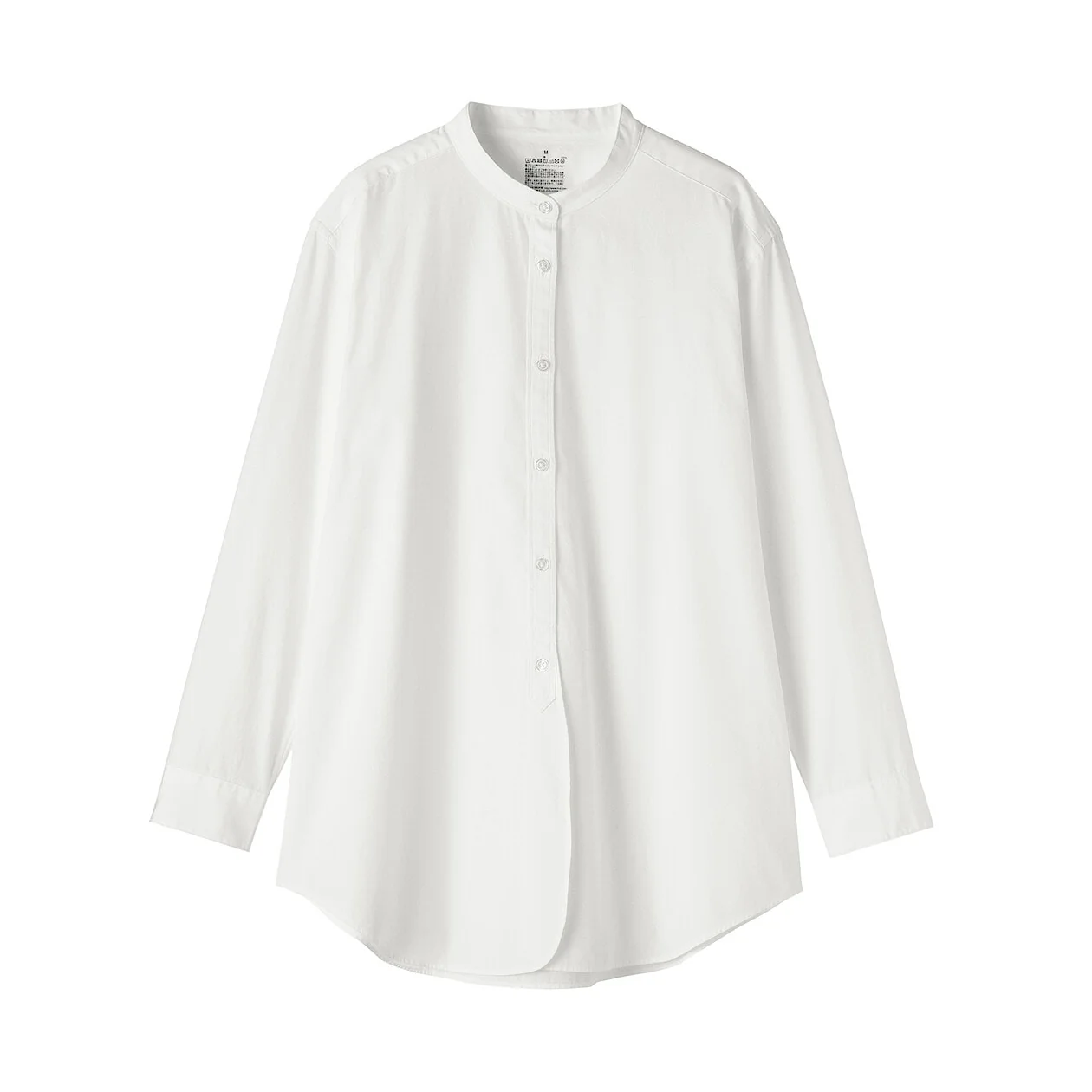 Washed Broadcloth Stand Collar Long Sleeve Shirt - Image 12