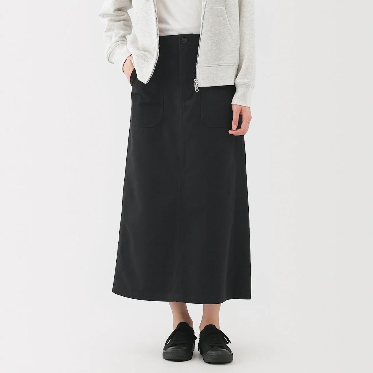 Washed Herringbone Baker Straight Skirt - Image 12