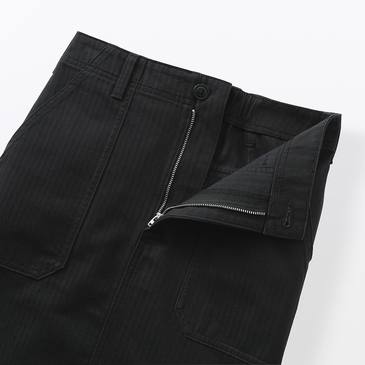 Washed Herringbone Baker Straight Skirt - Image 14