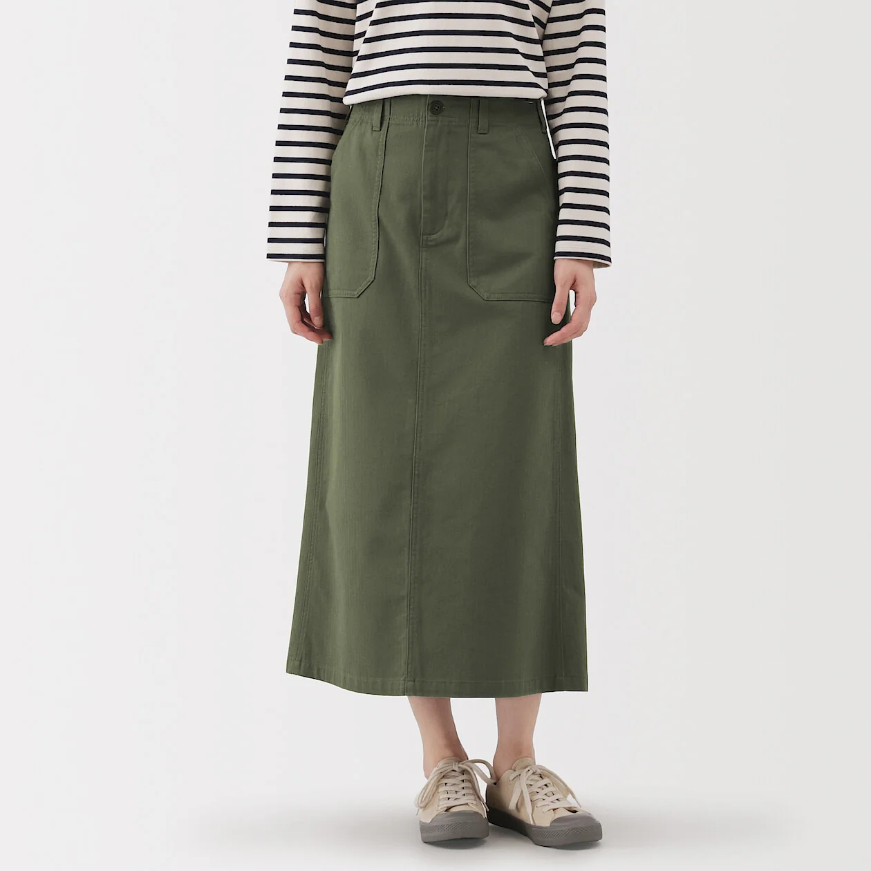 Washed Herringbone Baker Straight Skirt - Image 18