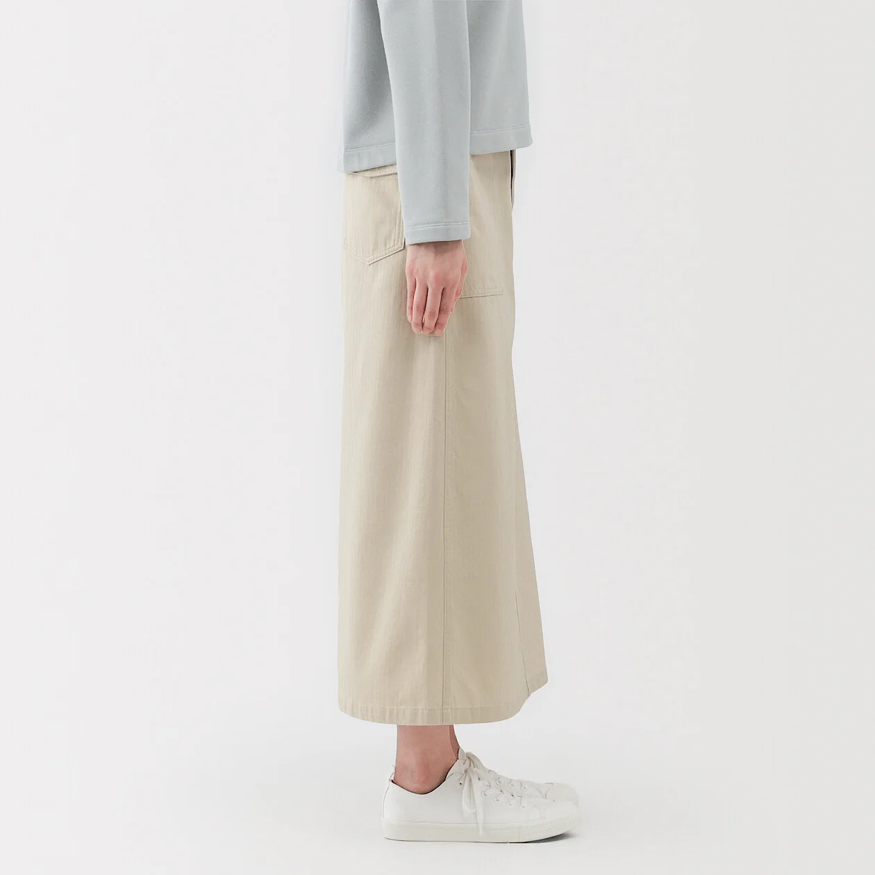 Washed Herringbone Baker Straight Skirt - Image 3