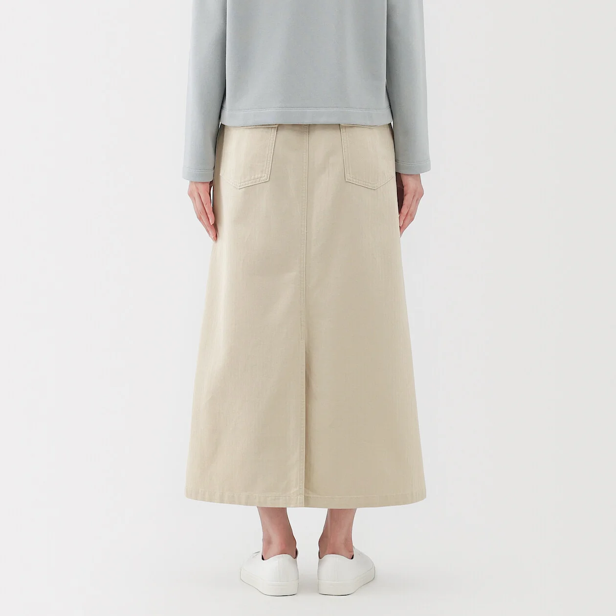 Washed Herringbone Baker Straight Skirt - Image 4