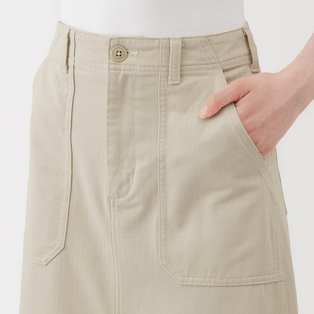 Washed Herringbone Baker Straight Skirt - Image 5