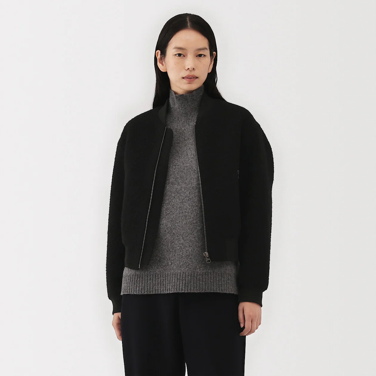 Wool Blend Napping Short Blouson
